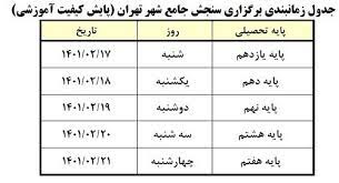 برگزاری آزمون سنجش جامع شهر تهران-دبیرستان فرزانگان 2-اردیبهشت ماه 1401